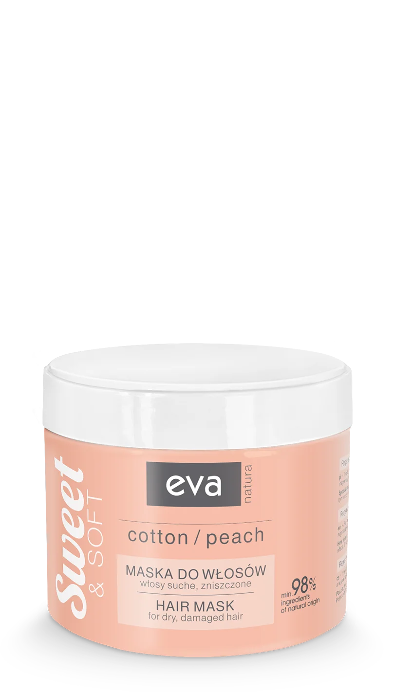 Eva Natura Sweet and Soft. Cotton and Peach Mask, dry and damaged hair